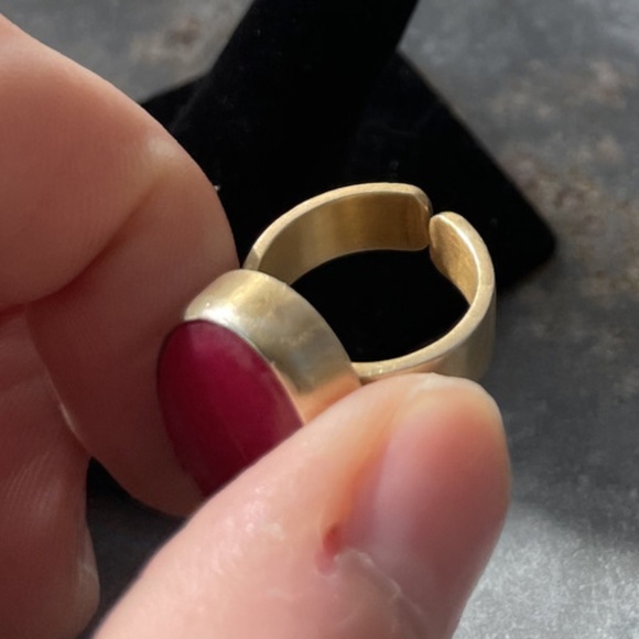 Pink Ruby Gold vermeil Oval Pink Ruby signed Baroni Ring Size 5.5 - Picture 5 of 5